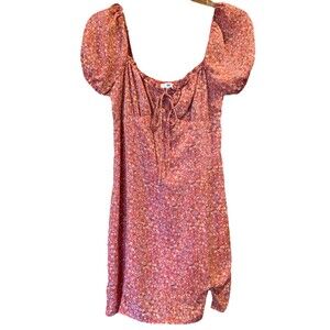 BP Babydoll Milkmaid Ditzy Print Mini Dress Pink Clueless Preppy Size Small